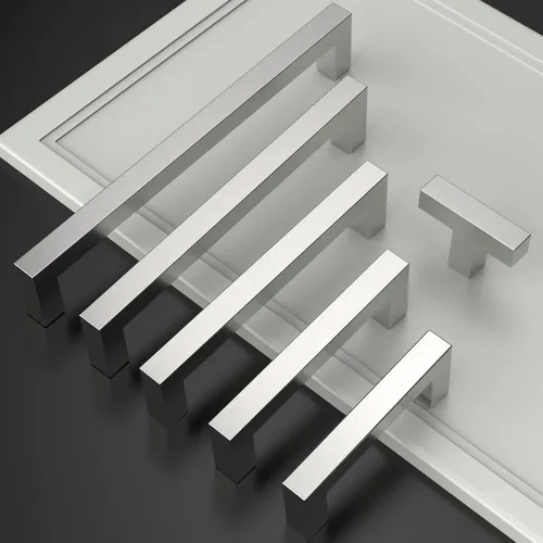 Vista 6 de Asidrama - Paquete de 10 manijas de gabinete de cocina de níquel satinado cepillado de 3 pulgadas (76 mm), tiradores de gabinete de acero