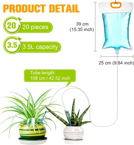 Vista 2 de Honeydak Bolsa de agua Plant Iv de 3.5 L, interruptor automático, sistema de riego para colgar picos de riego automático, kits de bolsas de goteo