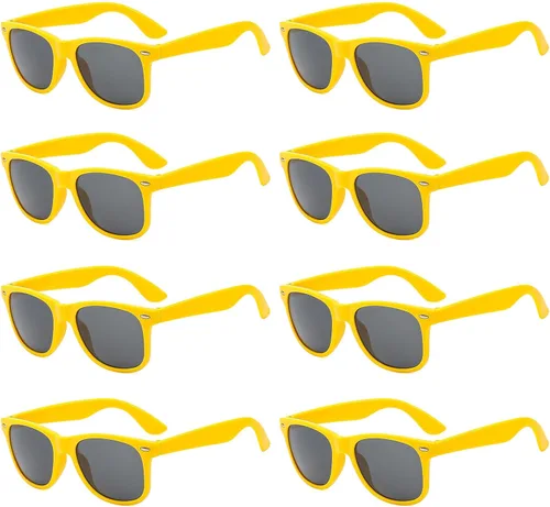 Vista 65 de Suministros para regalos de fiesta de colores neón Paquete de 8 gafas de sol unisex