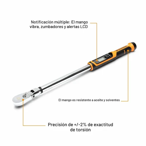Vista 2 de GEARWRENCH Llave dinamométrica electrónica de cabeza flexible "1/2" con ángulo de 25-250 pies/libras. - 85079