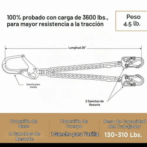 Vista 7 de Conjunto de cadena de posicionamiento de barra de refuerzo AFP con gancho giratorio (aluminio)