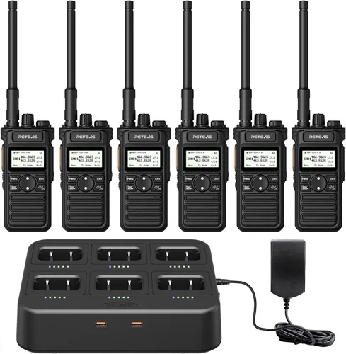 Vista 17 de Retevis RT86 - Radio de 2 vías de largo alcance con cargador de 6 vías para almacén, paquete de 6 High Power Strong Signal, Professional Walkie