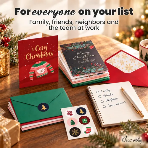 Vista 7 de Decorably - Paquete de 24 tarjetas de Navidad de 4 x 6 pulgadas con sobres
