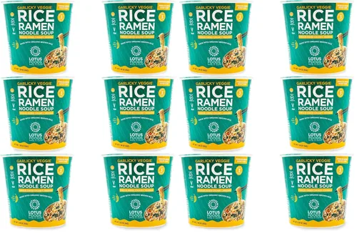 Vista 8 de Lotus Foods Sopa orgánica de fideos ramen de arroz vegetariano al ajo - Fideos ramen, taza de fideos, tazón de ramen instantáneo, hecho con arroz