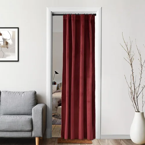 Vista 12 de XTMYI Paneles de Cortinas de Puerta Opacas de Terciopelo para Dormitorio, Aislamiento Térmico de Invierno Cálido con Pestaña Trasera y Bolsillo