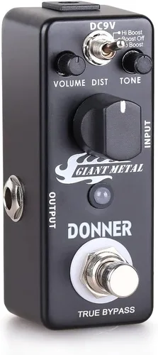 Vista 2 de Donner pedal gigante de guitarra de metal, aumenta el efecto de distorsión, 3 modos