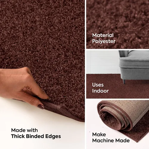 Vista 9 de Ambiant Alfombras de Área de Color Sólido Aptas para Mascotas Chocolate - Rectángulo de 2' x 4', Interior, Resistente a Manchas, Perfecta para Sala