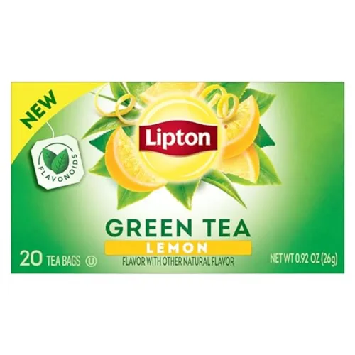 Vista 2 de Lipton Bolsas de té, té verde y té negro, sabor natural a limón, bolsas de té piramidal, té verde limón y té negro limón, 20