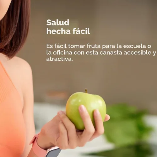 Vista 5 de [Usado] Gourmet Basics by Mikasa Cesta de frutas para encimera de 2 niveles, con bucle y celosía, almacenamiento redondo de metal para cocina o mesa