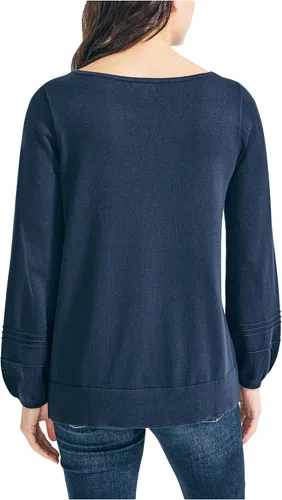 Vista 3 de Nautica Suéter clásico de algodón suave con cuello barco para mujer