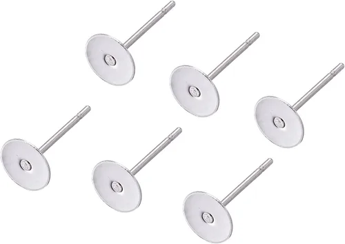 Vista 26 de Craftdady Juego de 60 aretes de acero inoxidable de 0.197 in, dorados, plateados, dorados, plateados, aretes en blanco, kit de fabricación