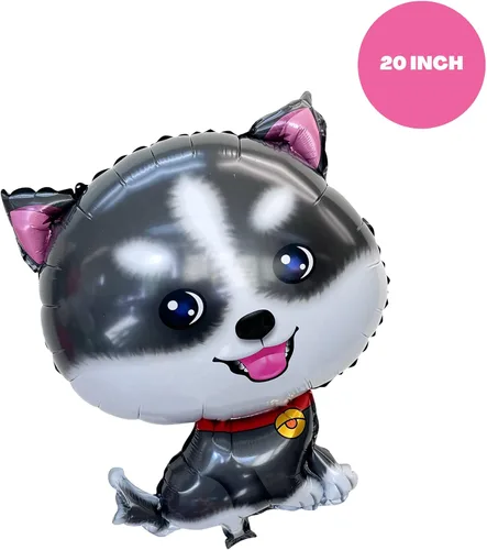 Vista 4 de Suministros de fiesta de cumpleaños para perros, fiesta de cumpleaños de perro Husky de Alaska, pancarta de globos de Lets Pawty, decoraciones