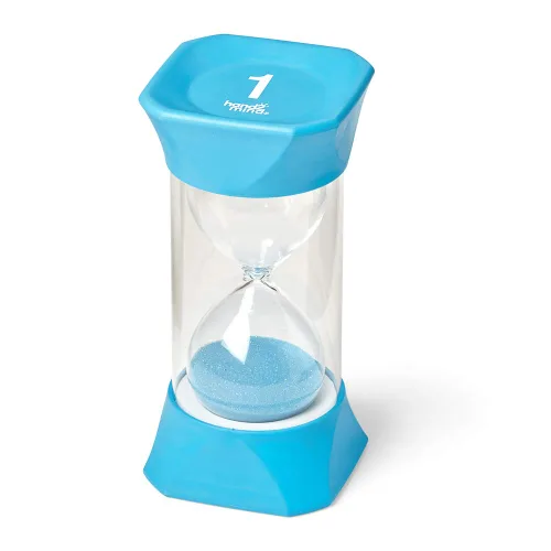 Vista 8 de hand2mind Temporizador de arena jumbo de 1 minuto, temporizador de reloj de arena grande, reloj de arena, temporizador silencioso para niños