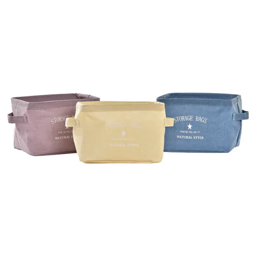 Vista 5 de Cesta DKD Home Decor Amarillo Azul Granate Lienzo Moderno 20 x 16 x 15 cm (3 Unidades)