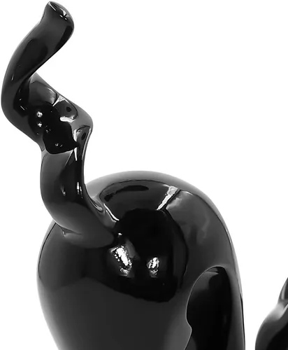 Vista 6 de DreamsEden Linda estatua de gato negro – Escultura de arte moderno de resina de animales para decoración de estantes de sala de estar