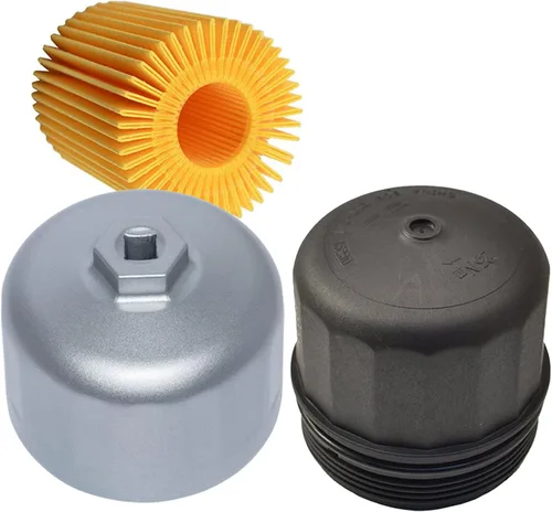 Vista 5 de E-cowlboy Llave de filtro de aceite de 16 flautas de 3.386 in para BMW y Volvo, plata