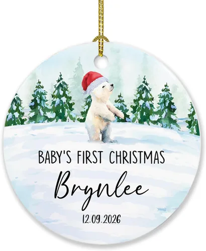 Vista 15 de Adorno de Navidad de la segunda Navidad del bebé 2026, marco de fotos de corona, adorno de segunda Navidad para papá, mamá, nombre de bebé
