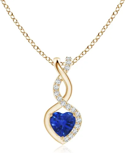 Vista 13 de Angara Heart-Shaped Blue Sapphire Infinity Pendant with Diamond Accents Oro Rosa