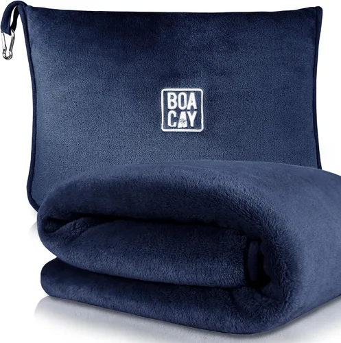 Vista 10 de BOACAY - Manta de viaje suave y cálida para avión y automóvil - Esencial para vuelos largos para mujeres, hombres, niños - Almohada compacta