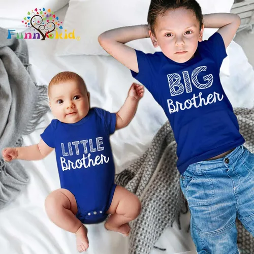 Vista 2 de Funnycokid Conjunto de camisetas a juego para hermano mayor, hermano pequeño, ropa de regalo para bebé