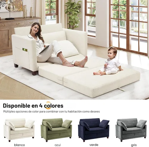 Vista 7 de Sofá cama loveseat de 51 pulgadas, sofá cama convertible de chenilla para espacios pequeños, sofá cama plegable con asiento profundo, 2 almohadas