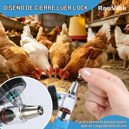 Vista 3 de Pistola de inyección para ganado de 5ML, pistola de inyección automática de recarga continua con botella ajustable, pistola de inyección