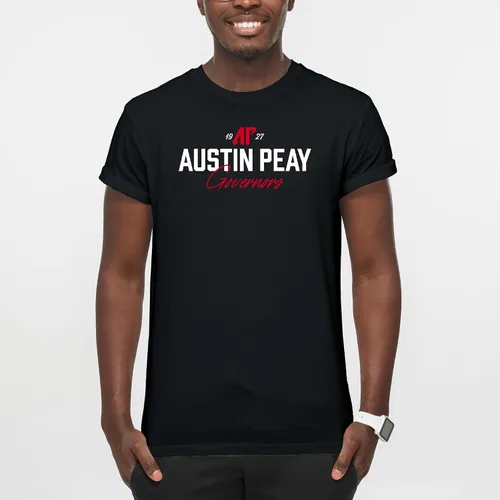 Vista 2 de NCAA Fresh Script, camiseta de color del equipo, universidad, universidad Austin Peay Governors Black