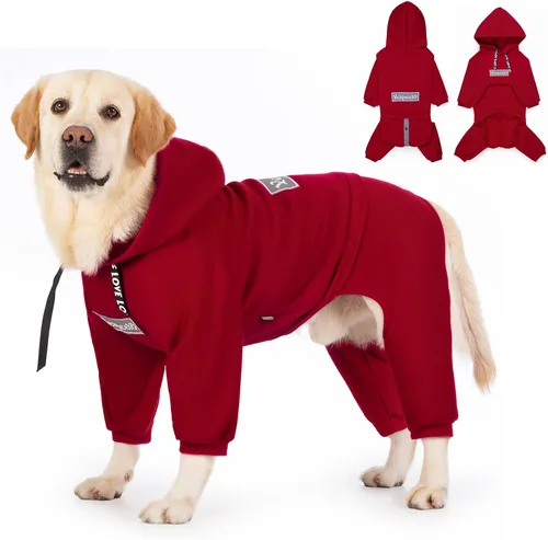 Vista 8 de Sudadera con capucha para perros de invierno para perros grandes y medianos, sudadera con capucha de 5 patas, sudadera con capucha de forro polar