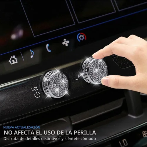 Vista 5 de 2 piezas de adornos brillantes para perillas de control central y multimedia, compatibles con Cadillac CT5 CT4, adhesivo para accesorio
