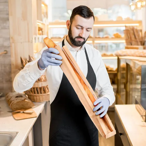 Vista 6 de Thenshop 100 bolsas de pan de papel con ventana para bolsas de pan caseras, bolsas de almacenamiento de pan de papel kraft marrón, embalaje largo