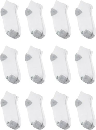 Vista 2 de Hanes Calcetines para niños, tobillo acolchado doble resistente y invisible, paquetes de 12 pares