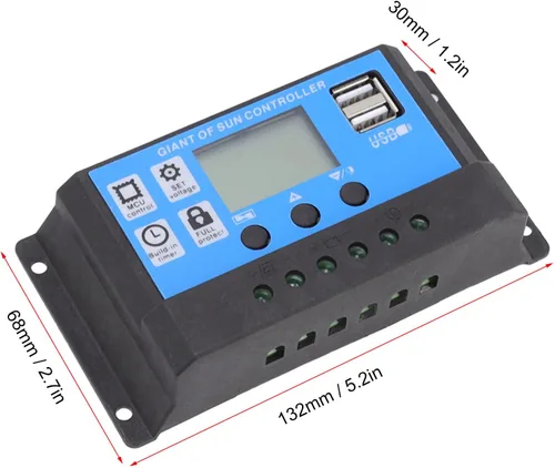 Vista 2 de Cargador de batería solar de 12 voltios impermeable, cargador de batería solar marino, mantenimiento de batería solar de 600 W, 18 V, kit de panel