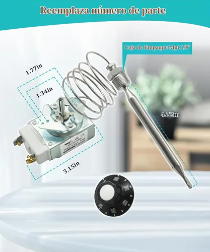 Vista 5 de Termostato RX-2-24 para freidora profunda con perilla 3/8 "macho hilo de tubería caja de cosas