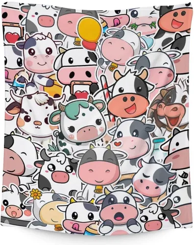 Vista 8 de Manta de vaca para niños, suave, mullida y acogedora, 30 x 40 pulgadas, tamaño regazo, para sofá, oficina, color negro, lindas mantas cálidas