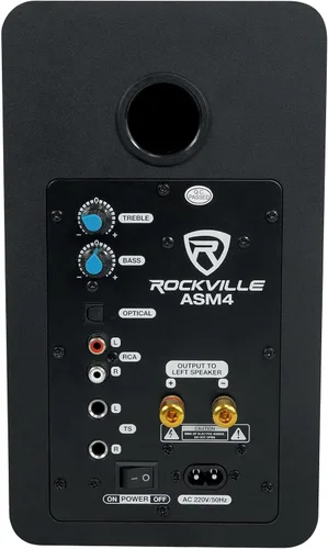 Vista 9 de Rockville ASM4 - Altavoces de monitor de estudio alimentados por USB, par de 4", 2 vías, 200W, color negro, Bluetooth, entrada óptica, perfectos