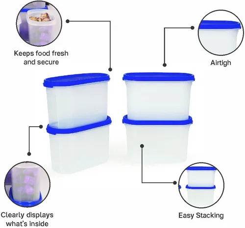 Vista 3 de Tupperware Modular Mates - Juego de 2 contenedores ovalados, 1,1 litros, 4 piezas