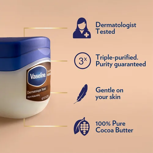 Vista 3 de Vaseline Pack de jalea curativa de manteca de cacao, 2 tamaños (7.5 oz & 1.75 oz) – Ungüento hidratante rico, protector e hidratante para piel seca