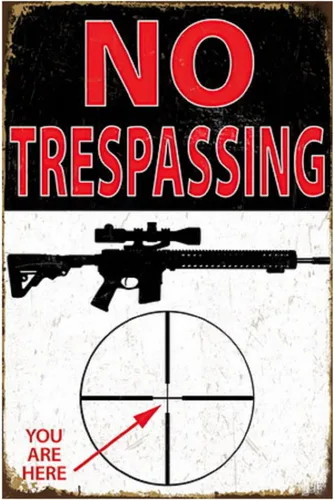 Vista 10 de Cartel divertido de No Trespassing con texto en inglés «We Are Tired of Hiding the Bodies», letrero decorativo de pared para garaje, granja, jardín