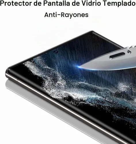 Vista 3 de amFilm Protector de pantalla de vidrio templado curvado 3D para S22 Ultra Samsung Galaxy 5G de 6.8 pulgadas, totalmente compatible con escáner
