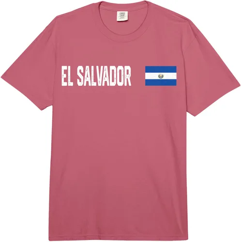 Vista 4 de EL Salvador National Flag Retro Distressed Patriotic Comfort Colors Adult Heavyweight T-Shirt