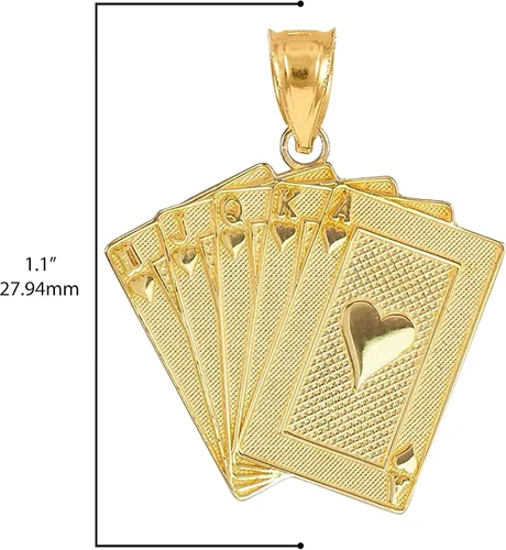 Vista 4 de Colgante de oro amarillo de 14 quilates, blanco o rosa con diseño de corazón real de póquer