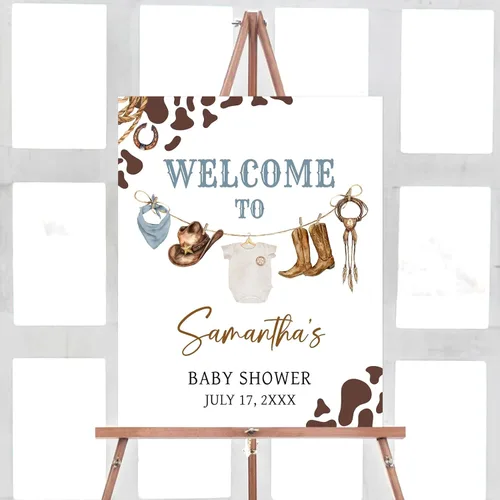 Vista 10 de Letrero de bienvenida de elefante editable para baby shower, letrero floral azul para baby shower, letrero con nombre personalizado para niño o niña
