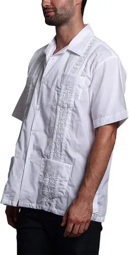 Vista 2 de G-style EE. UU. Remera playera mangas cortas de guayabera cubana para hombres