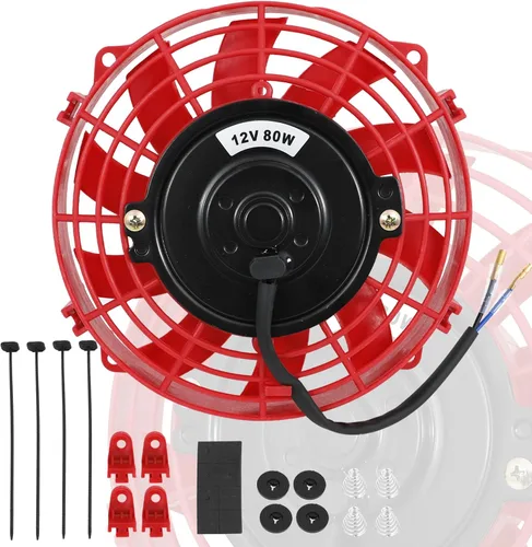 Vista 12 de 7 "pulgadas universal delgado ventilador push pull radiador eléctrico refrigeración 12V kit de montaje negro