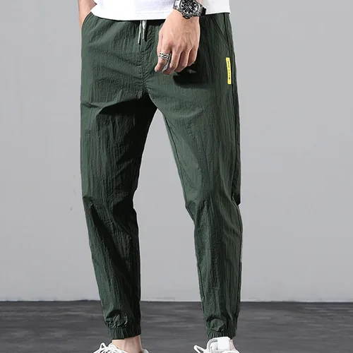 Vista 4 de Pantalones holgados para hombre con pantalones de moda atados pantalones de entrenamiento para hombre