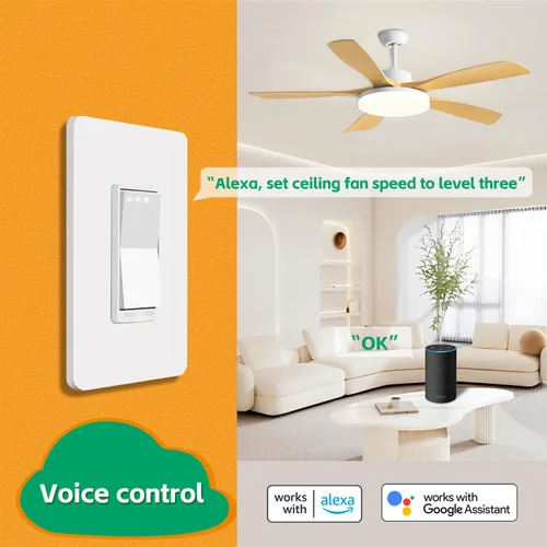 Vista 4 de Control inteligente del ventilador de techo por MartinJerry Controlador de velocidad de 4 niveles, control de aplicación Smart Life, control