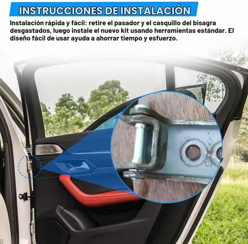 Vista 4 de Kit de reparación de bujes y pasador de bisagra de puerta delantera MXSAG