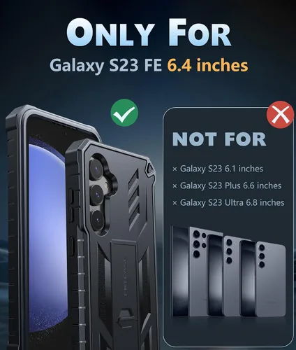Vista 2 de FNTCASE para Samsung Galaxy S23-FE Funda: Funda protectora dura de grado militar con atril Protector de pantalla Funda protectora a prueba