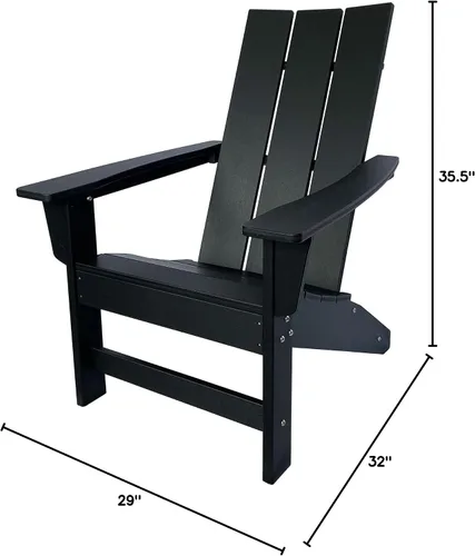 Vista 3 de Shine Company Coastal Modern - Silla Adirondack para todo tipo de clima, color negro