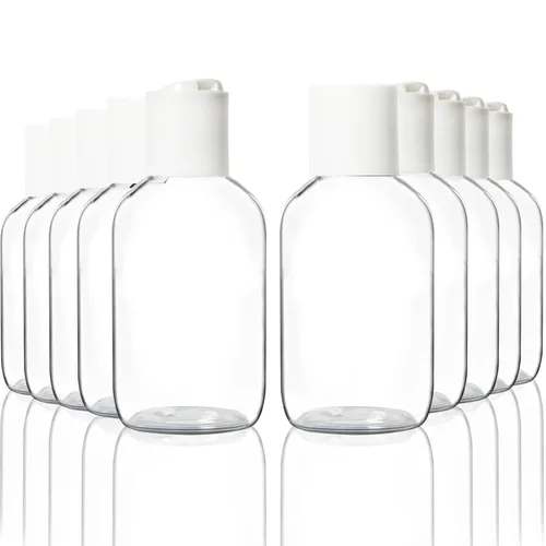 Vista 5 de Youngever Paquete de 12 recipientes vacíos de 4 onzas con tapa de disco, botellas de plástico con tapa abatible superior de disco, botellas